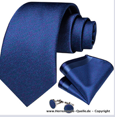 100% Seiden Herren Krawatte Jerrik Blau Krawatte Manschettenknopf Tuch