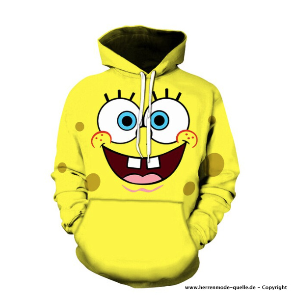 3D Spongebob Print Herren Hoodie Pullover in Gelb