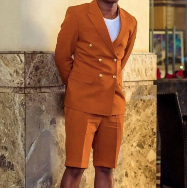 Business Herren Anzug Knielang Elegant in Orange