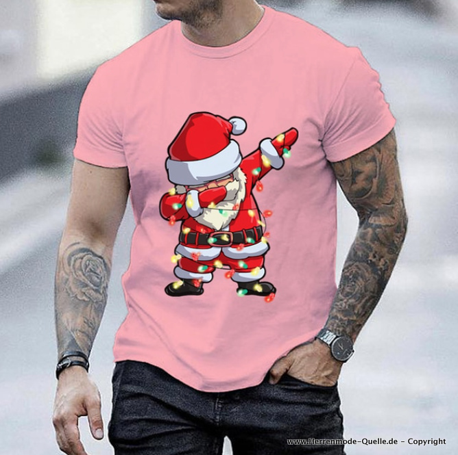 Herren Weihnachtsshirt T-Shirt in Rosa