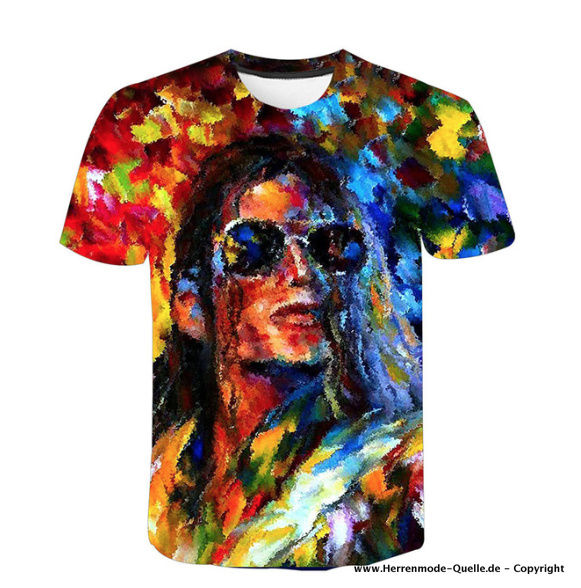 Michael Jackson 3D Herren Sommer T-Shirt Bunt