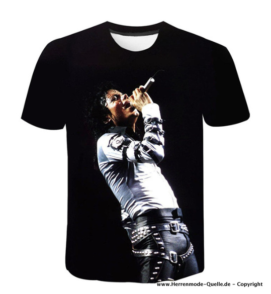 Michael Jackson 3D Herren Sommer T-Shirt Schwarz Weiß