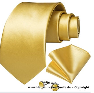 Seiden Herren Krawatte Gilbert Gold Krawatte - Manschettenknopf - Tuch