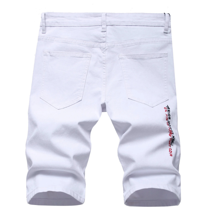 Streetwear Kurze Jeans Hose für Herren in Weiß mit Applikationen