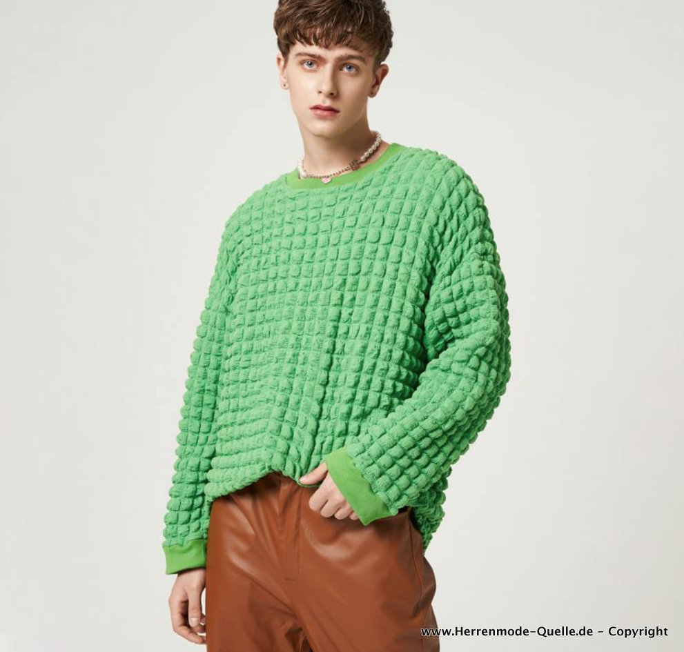 US Style Herren Rundhals Pullover Modern in Mintgrün