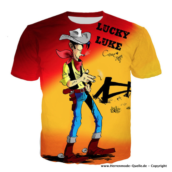 3D Lucky Luke Print Herren Sommer T-Shirt