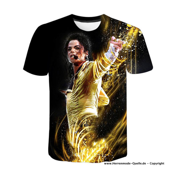 Michael Jackson 3D Herren Sommer T-Shirt Schwarz