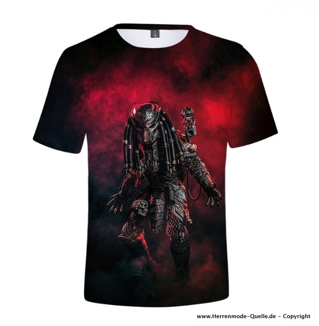 Predator Print Herren Sommer T-Shirt Schwarz
