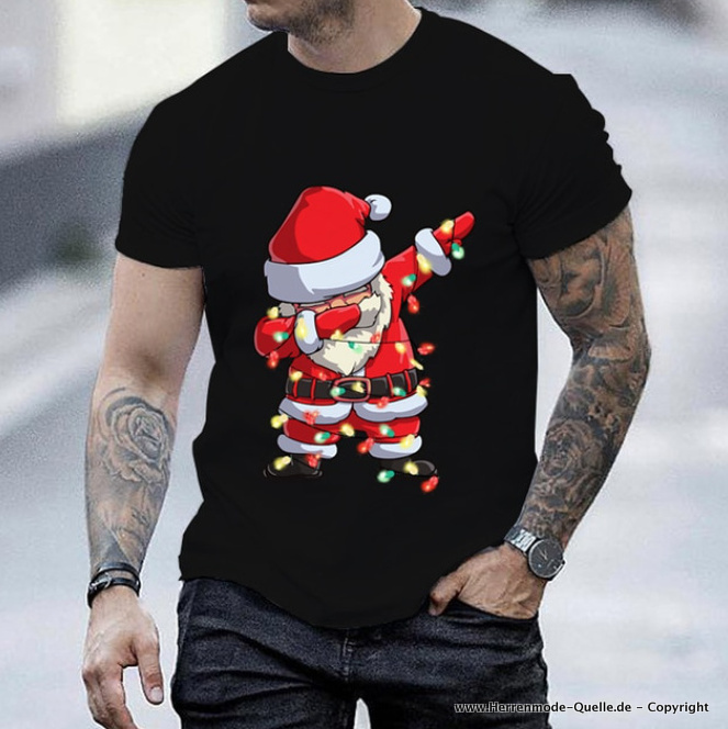 Herren Weihnachtsshirt T-Shirt in Schwarz