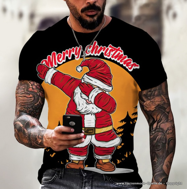 Merry Christmas Herren T-Shirt in Schwarz