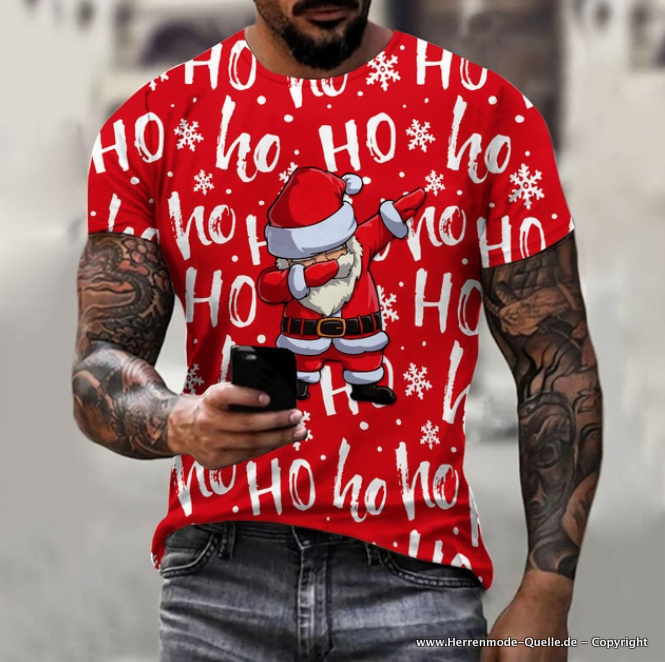 Ho Ho Ho Herren Weihnachtsshirt T-Shirt in Rot