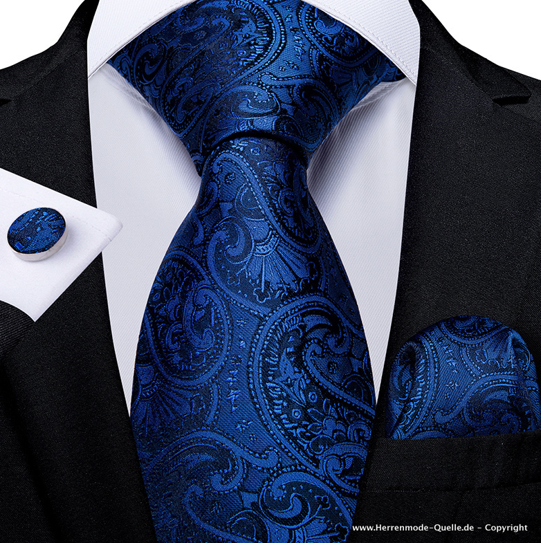 100% Seiden Herren Krawatte Josua Navyblau Klassisch Krawatte Knopf Tuch