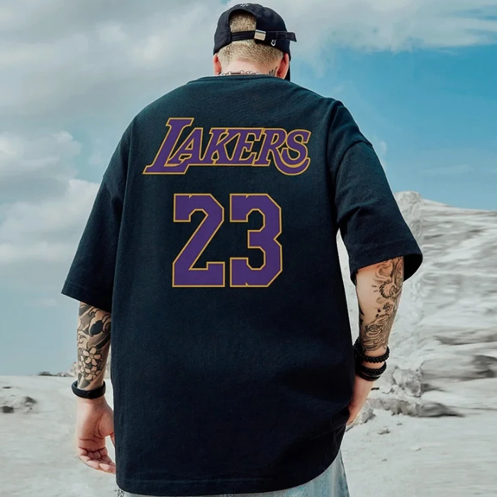 Oversize Lakers Shirt für Herren in Schwarz