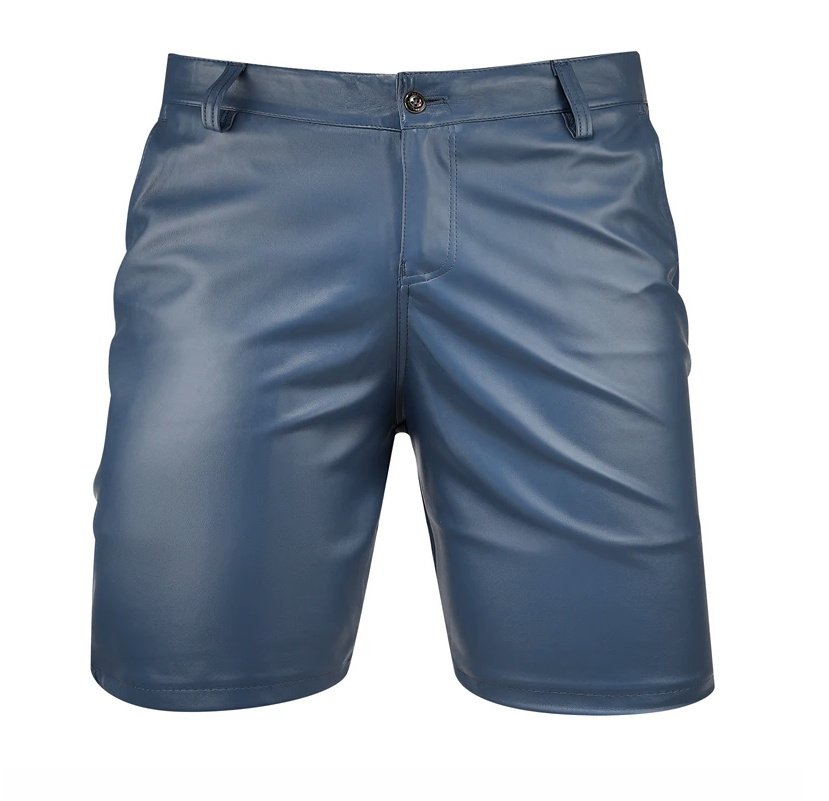 PU Leder Short Kurze Hose für Herren in Blau