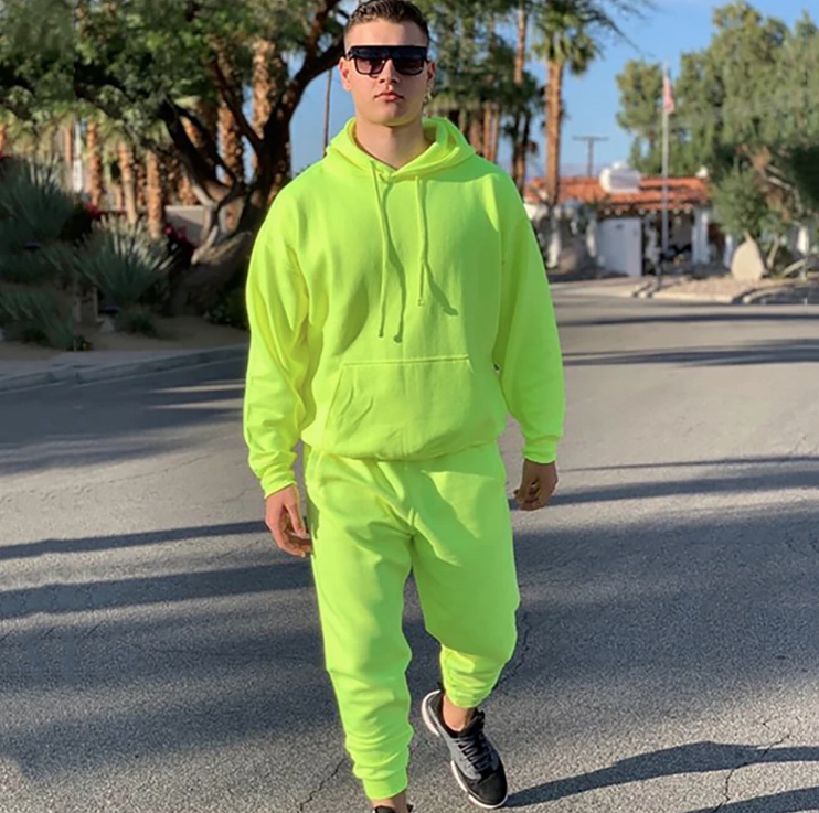 Herren Trainingsanzug in Neon Grün Fluorisierend 