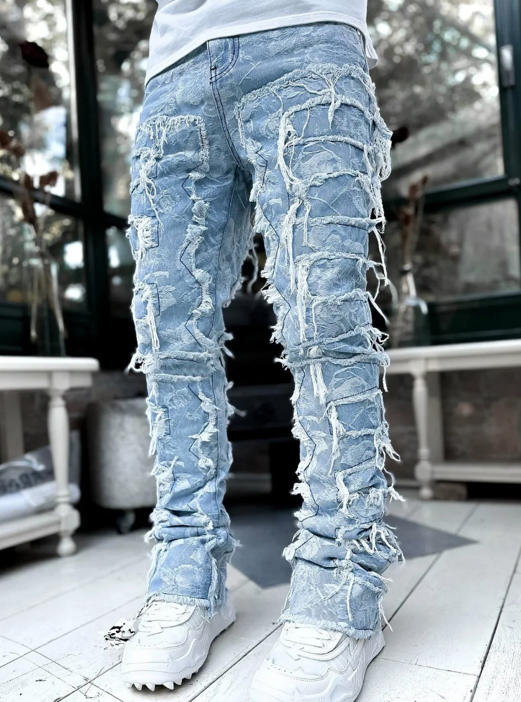 High Street Fashion Urban Look Herren Jeans Lang Blau